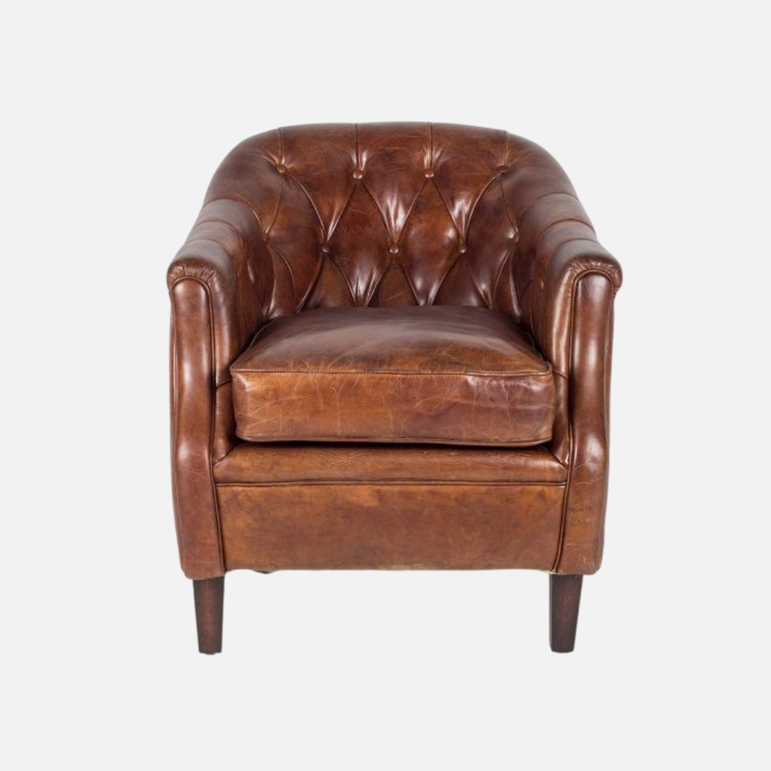 Vintage Brown Leather Chesterfield Club Chair