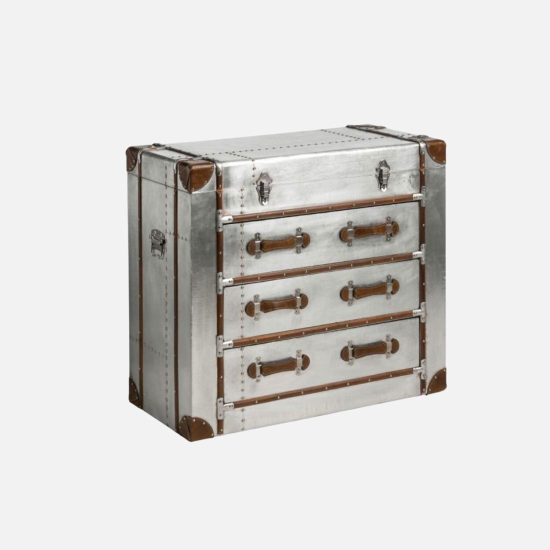 Aviator Aluminum Trunk Chest with Leather Accents