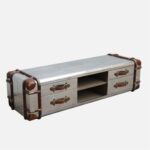 Aviator Trunk-Style TV Unit with Leather Trim