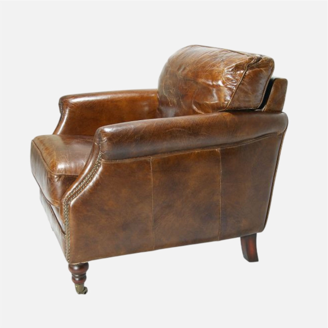 Second image of Rustic Leather and Canvas Industrial Armchair
