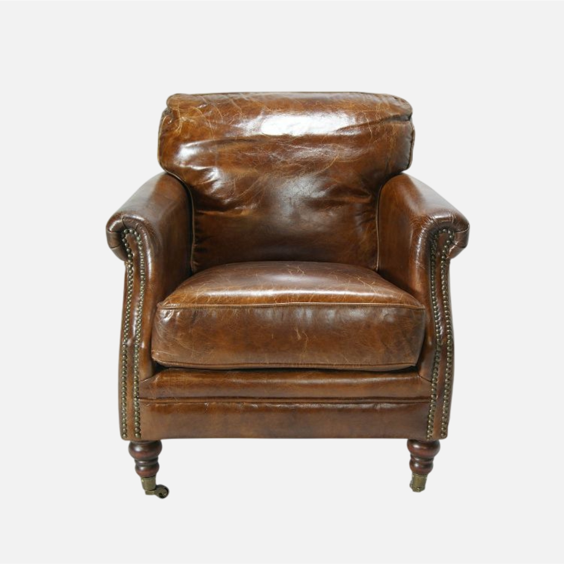 Rustic Leather and Canvas Industrial Armchair